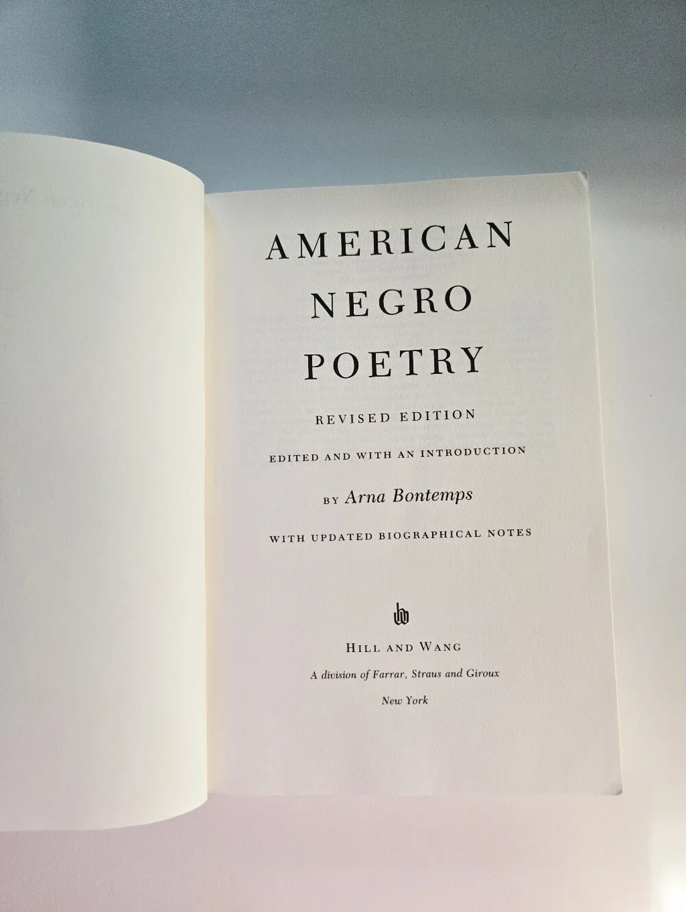 American Negro Poetry: An Anthology Paperback Edited by Arna Bontemps Revised